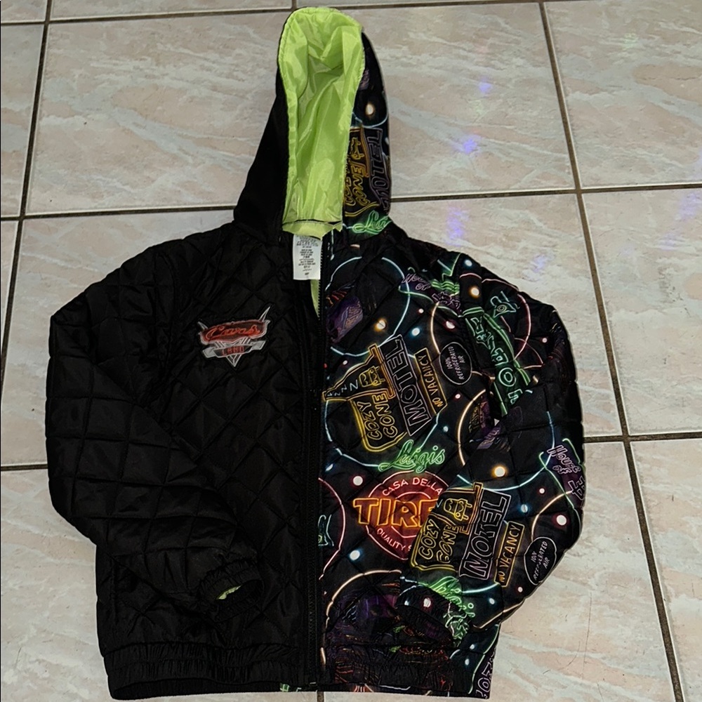 Reversible Quilted Jacket with Neon-Lined Hood